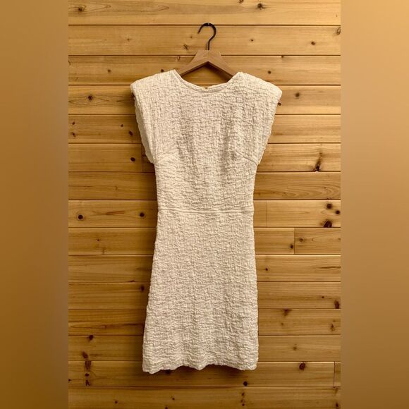Sabina Musayev Sz Medium Bamboo Mini Dress Crinkle Cut Out Shoulder Pads Bridal - Picture 1 of 15